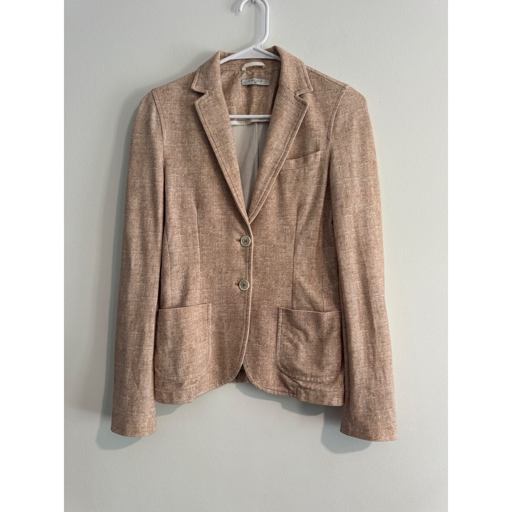 Circolo 1901 Textured Knit Blazer Womens Size 40 Tan Two Button Made in Italy